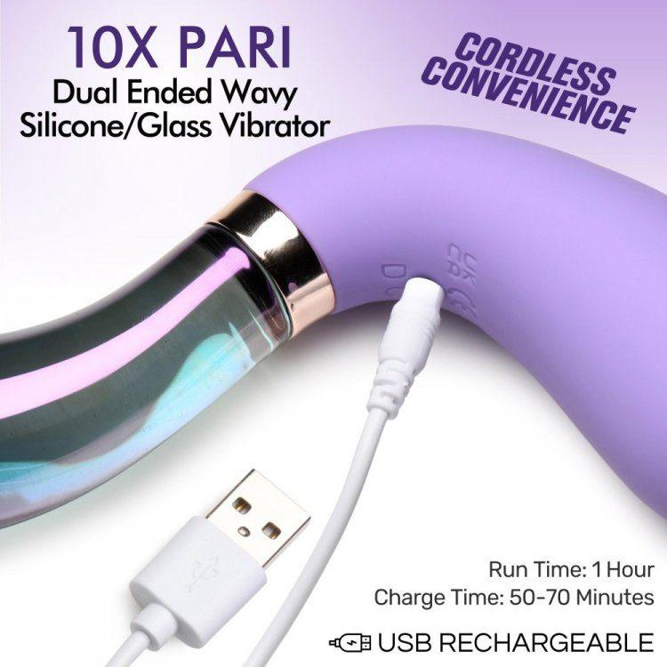10X Dual End Wavy Silicone/Glass Vibe - Smoosh