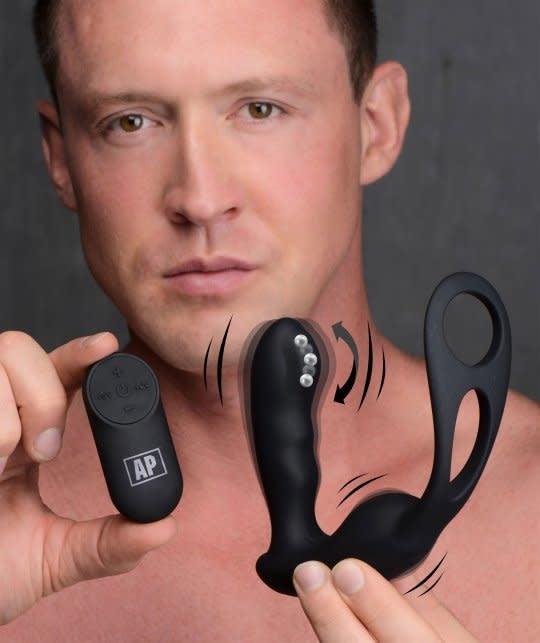 7X P-Strap Milking and Vibrating Prostate Stimulator with Cock and Ball Harness - Smoosh