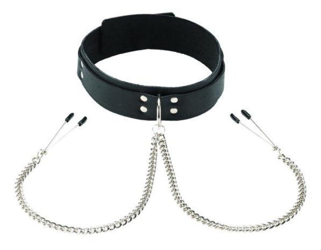Black Leather Collar w Tweezer Clamps* - Smoosh