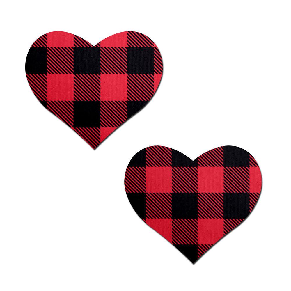 Buffalo Plaid Heart Pasties - Red/Black - Smoosh
