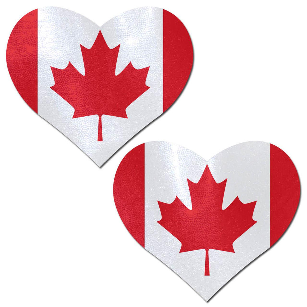 Canadian Flag on Heart Nipple Pasties - Smoosh