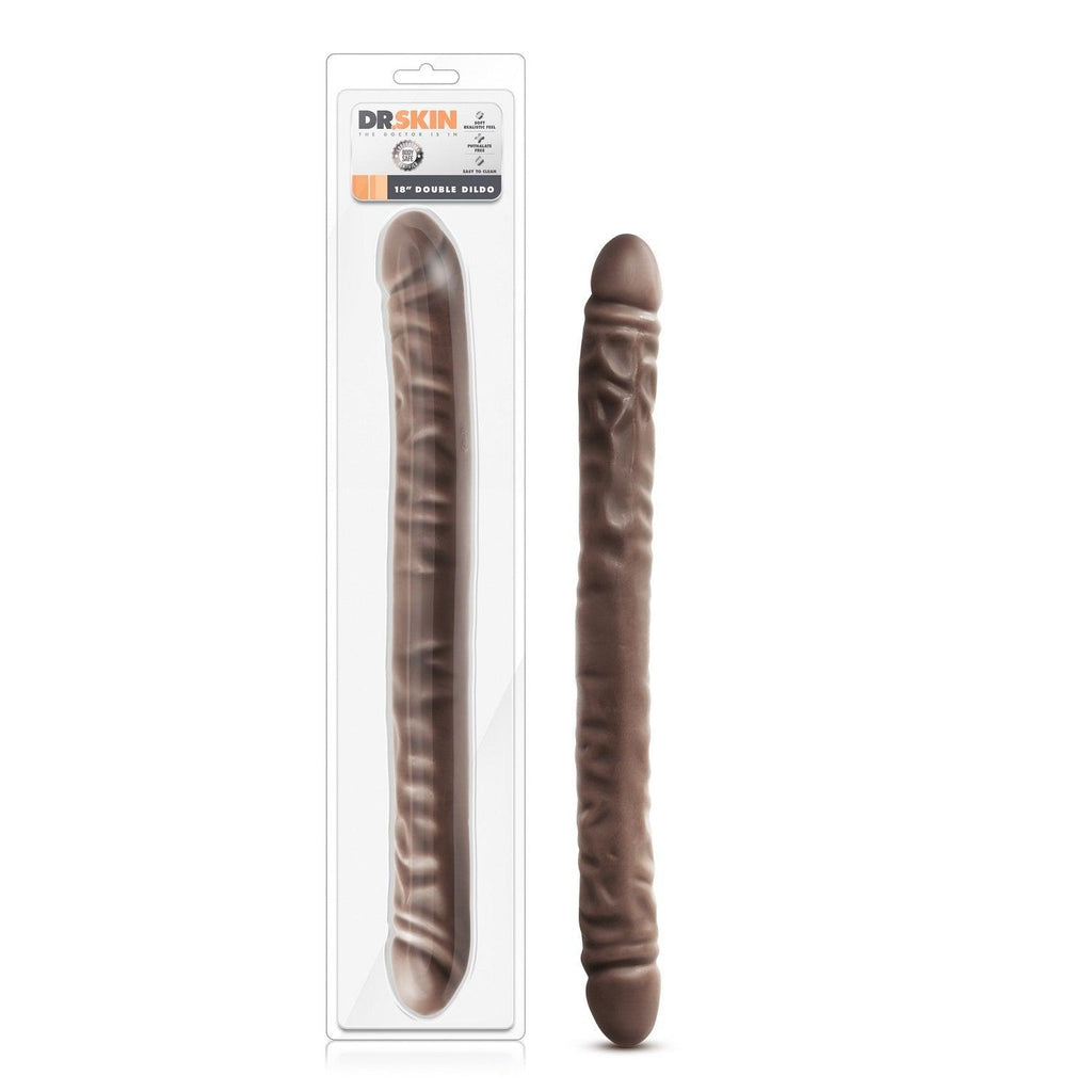 Dr Skin 18" Double Dildo - Chocolate - Smoosh