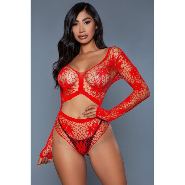 Floral Delight Bodystocking - Red - Smoosh
