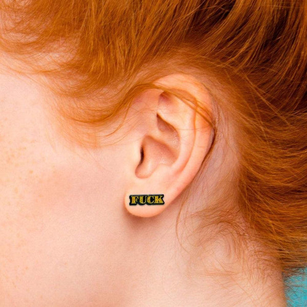 FUCK Earrings - Sparkle Gold/Black - Smoosh