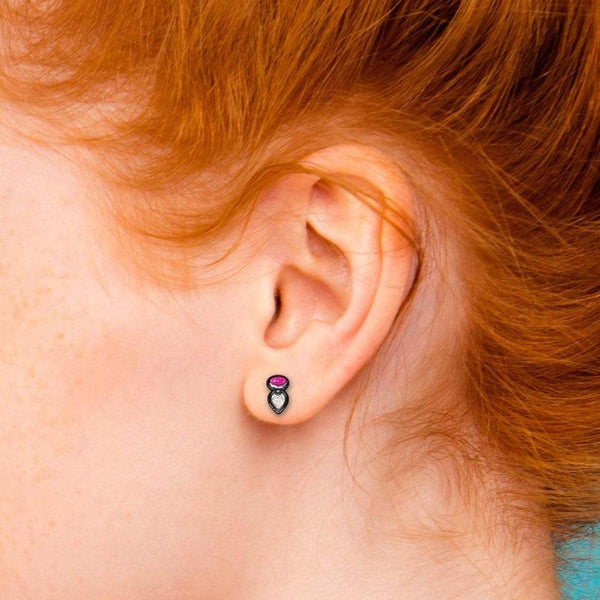 Gem Butt Plug Earrings - Pink/Silver - Smoosh