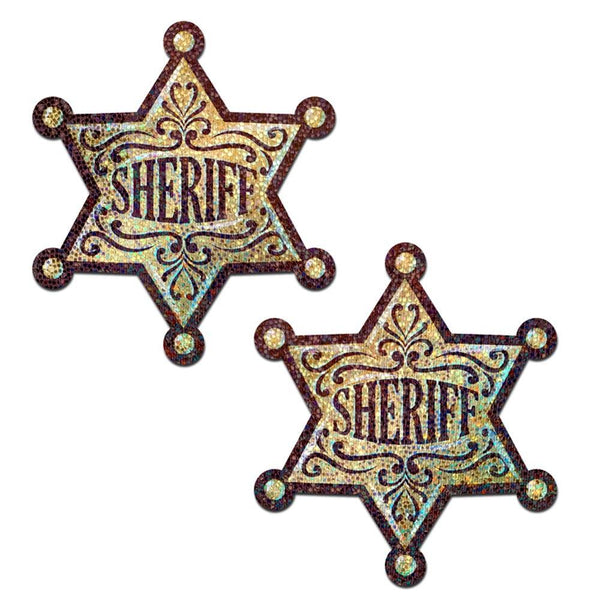 Glittering Gold Sheriff's Badge Pasties - Smoosh