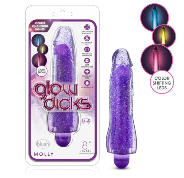 Glow Dicks Molly Glitter Vibrator - Purp - Smoosh