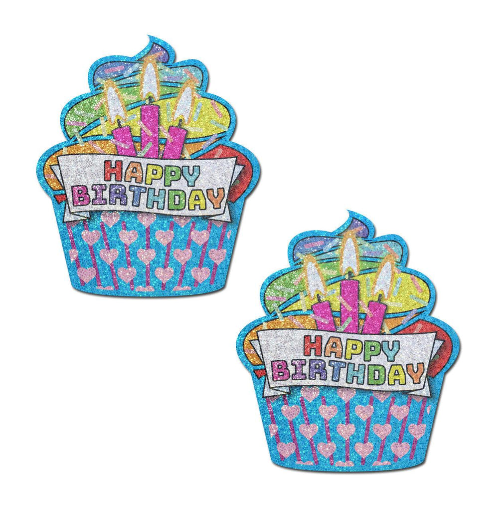 Happy B/day Cupcake Glitter Past -Turq * - Smoosh