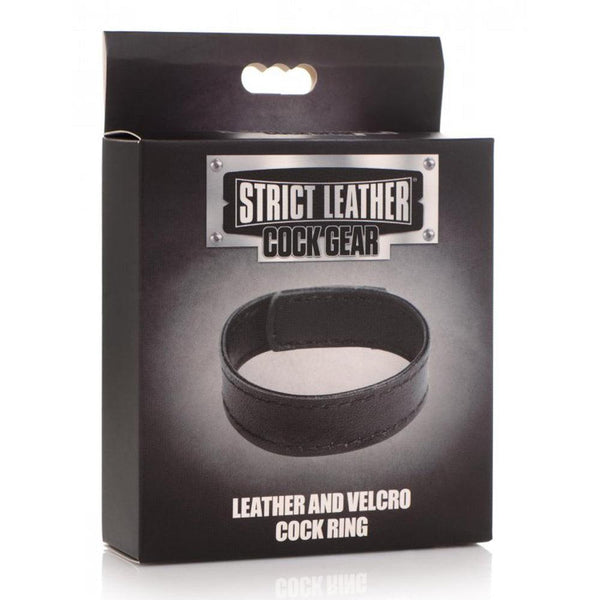 Leather and Velcro Cock Ring - Black - Smoosh