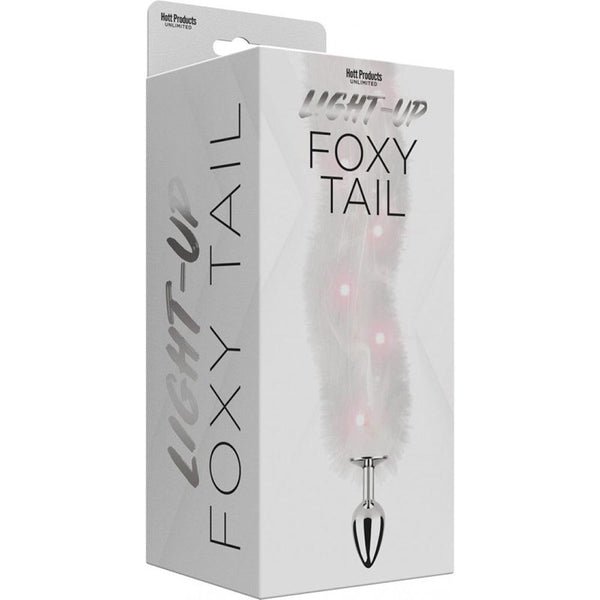 Light Up Foxy Tail Butt Plug - White - Smoosh