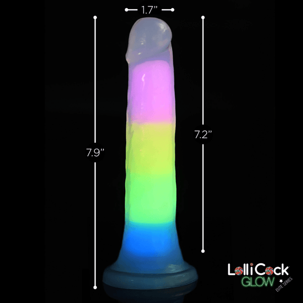 Lollicock 7" GID Rainbow Silicone Dildo - Smoosh