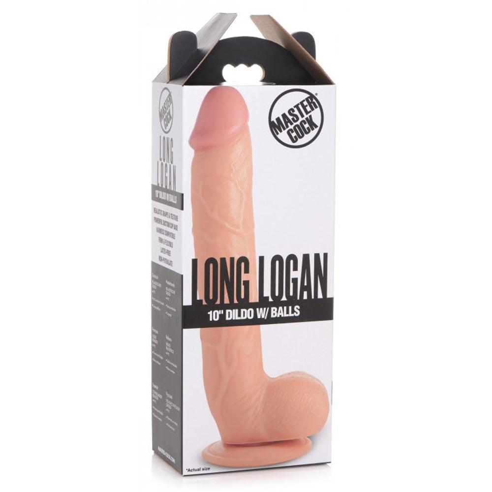 Long Logan 10" Dildo with Balls - Light - Smoosh