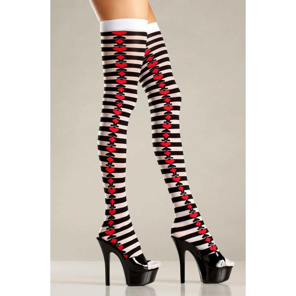 Opaque Striped Thigh Highs With Suits * - Smoosh