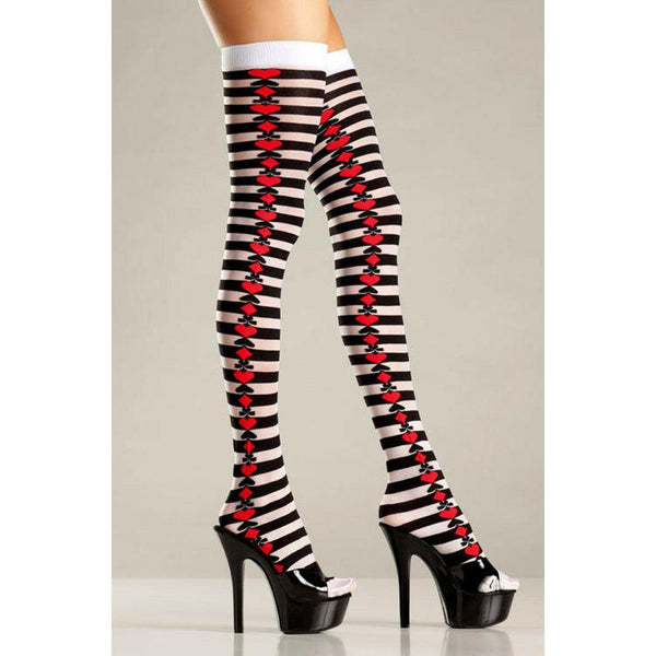 Opaque Striped Thigh Highs With Suits * - Smoosh