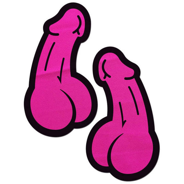 Penis: Dick Nipple Pasties - Neon Pink * - Smoosh