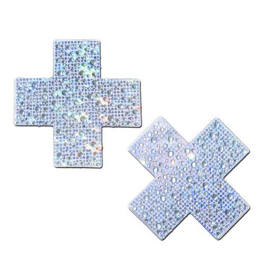 Plus X Crystal Cross Pasties - Silver * - Smoosh