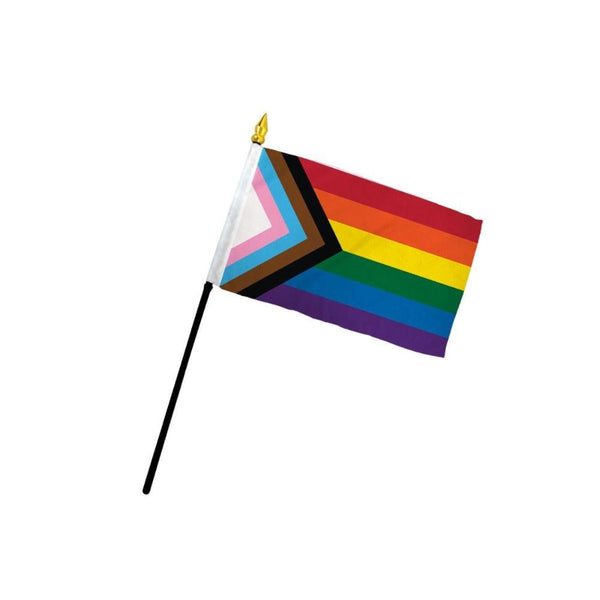 Progress Pride 4" x 6" Stick Flag - Smoosh