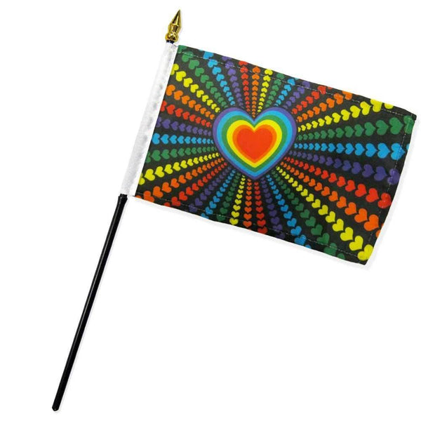 Rainbow Love 4" x 6" Stick Flag - Smoosh