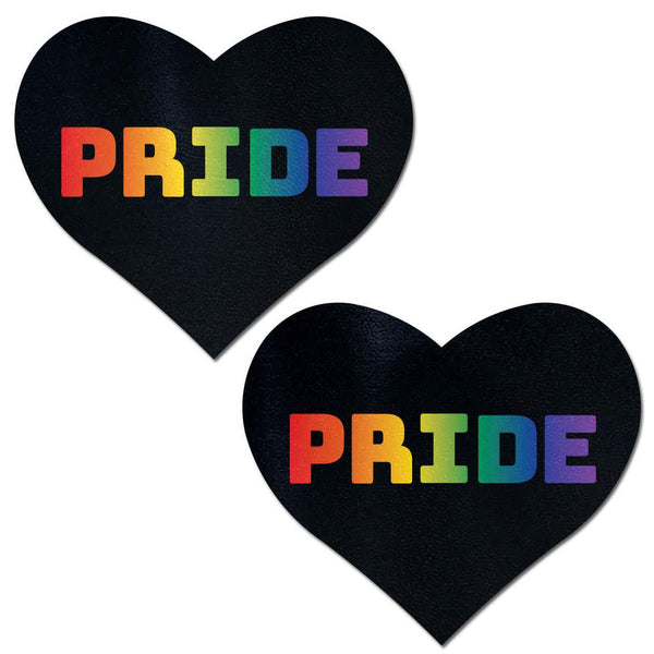 Rainbow 'PRIDE' on Black Heart Pasties - Smoosh