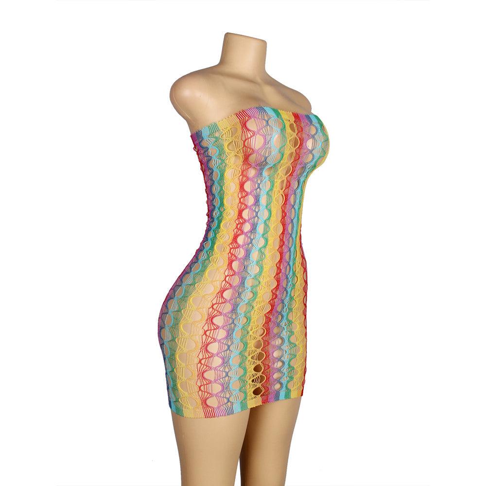 Rainbow Strapless Mini Net Dress O/S - Smoosh