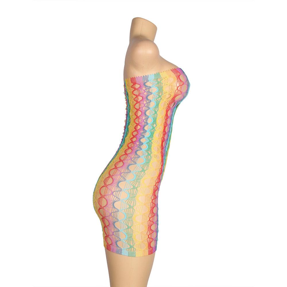 Rainbow Strapless Mini Net Dress O/S - Smoosh
