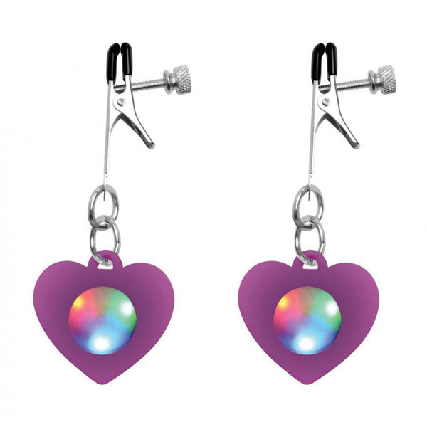 Silicone Light Up Heart Nipple Clamps - Smoosh