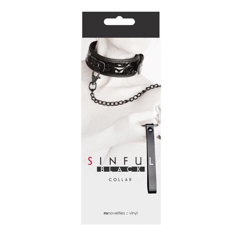 Sinful 2" Collar w Leash - Black - Smoosh