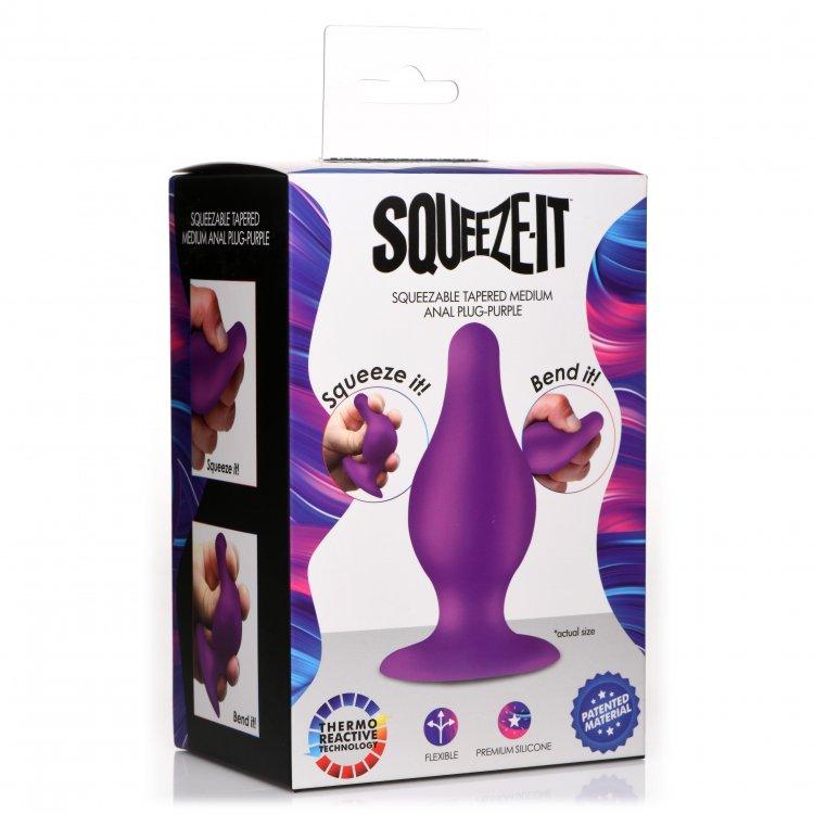 Squeezable Tapered Med Anal Plug - Purp - Smoosh