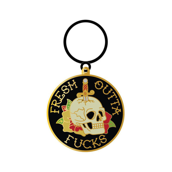 Tattoo Fresh Outta Fucks Skull Keychain - Smoosh