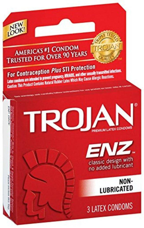 Trojan ENZ NON-Lubricated Condoms 3pk - Smoosh
