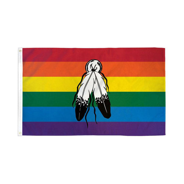 Two Spirit Rainbow Flag 3x5' Polyester - Smoosh