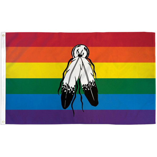 Two Spirit Rainbow Flag 3x5' Polyester - Smoosh