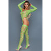Alluring Fishnet Bodysuit - Neon Green - Smoosh