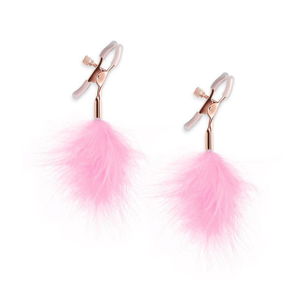 Bound Nipple Clamps - F1 - Pink Feather - Smoosh