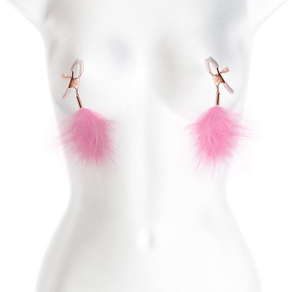Bound Nipple Clamps - F1 - Pink Feather - Smoosh