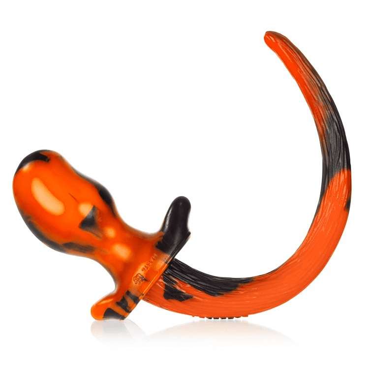 BULLDOG, puppy tail buttplug, ORANGE SWIRL, Large - Smoosh