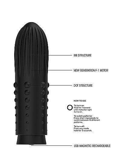 Elegance Lush Turbo Rechargeable Bullet Vibrator Black - Smoosh
