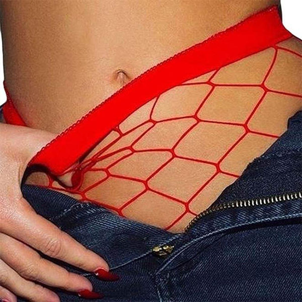 Fence Net Pantyhose - One Size - Red - Smoosh