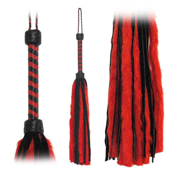 Flogger Red Fur Black Suede Tails 26in - Smoosh