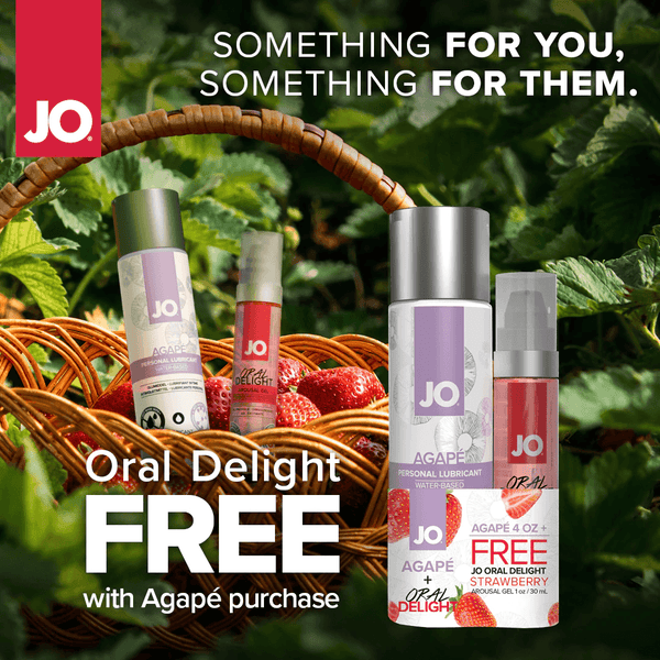 JO Agape 4oz + GWP JO Oral Delight Strawberry Arousal Gel 1oz - Smoosh