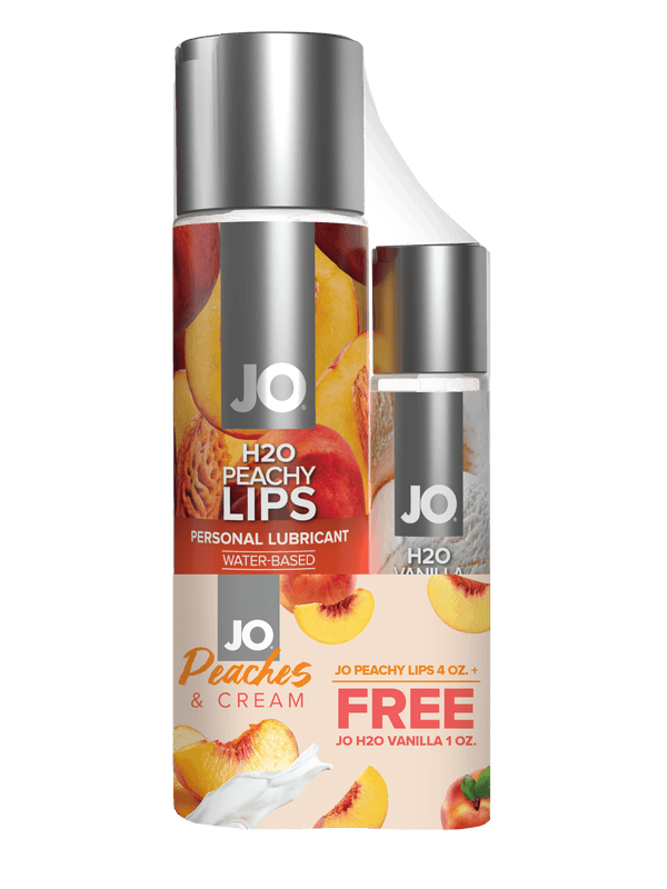 JO Peaches & Cream - JO Peachy Lips 4 fl.oz. + GWP JO H2O Vanilla 1 fl.oz - Smoosh