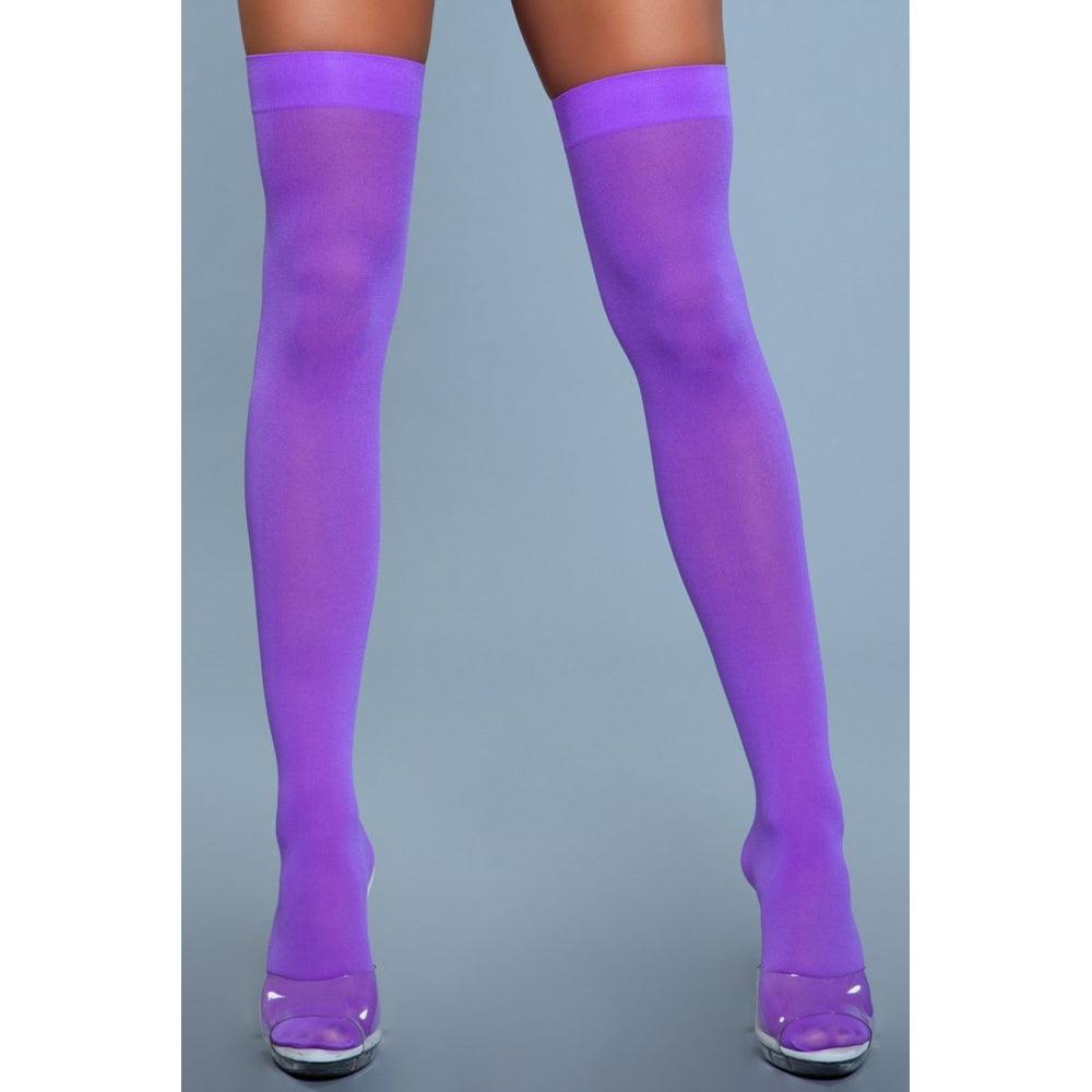 Opaque Nylon Thigh Highs - Purple - Smoosh