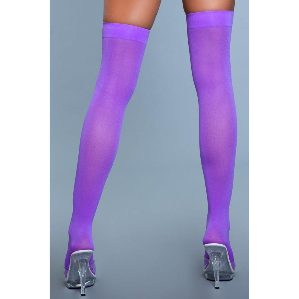 Opaque Nylon Thigh Highs - Purple - Smoosh