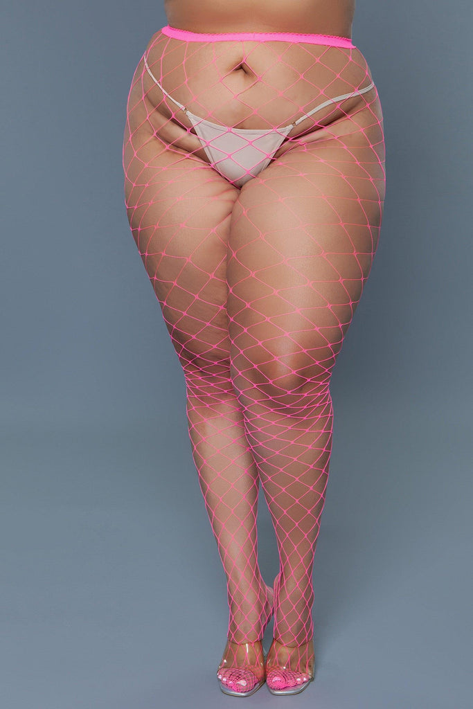 Oversized Fishnet Pantyhose -Hot Pink QS - Smoosh